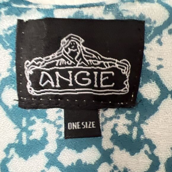 Angie Oversized Kimono Cover-Up One Size Colorful Bohemian Layering Blue White - Picture 2 of 8